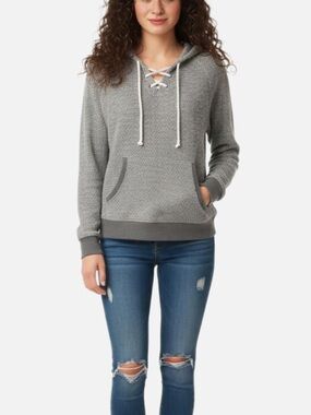 Grey Lace Up Hoodie